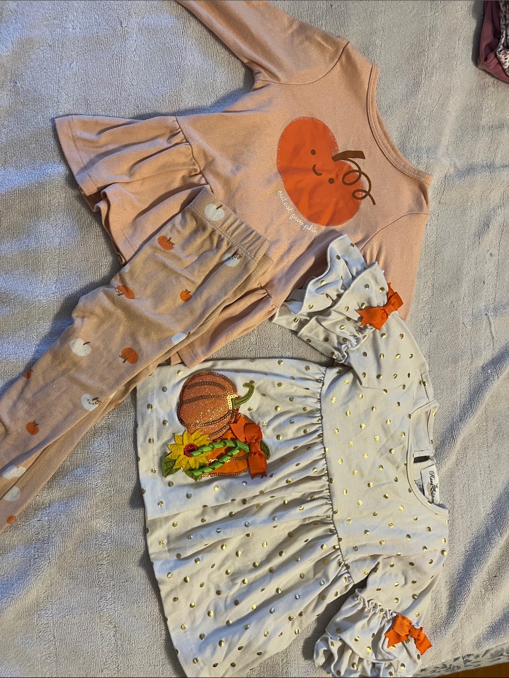 Girls Pumpkin Graphic Long-Sleeve Top & Leggings Set - Pink